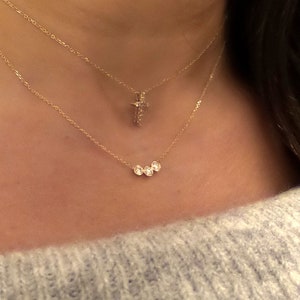 Diamond Bezel Necklace / 14k Gold Diamond Necklace 0.24cts / Bridal Diamond Necklace / Floating Diamond / Dainty Diamond Necklace / Bridal image 5