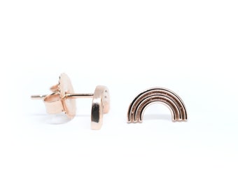 Rainbow Earrings Pride / 14k Gold Rainbow Earrings / Everyday 14k Solid Gold Earrings