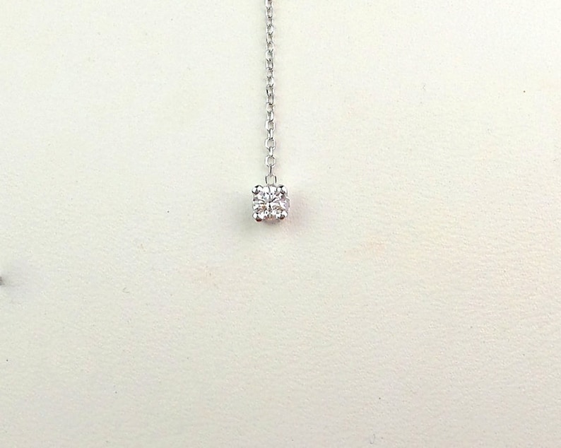 Diamond Necklace Lariat / 14k White Gold Diamond Lariat - Etsy