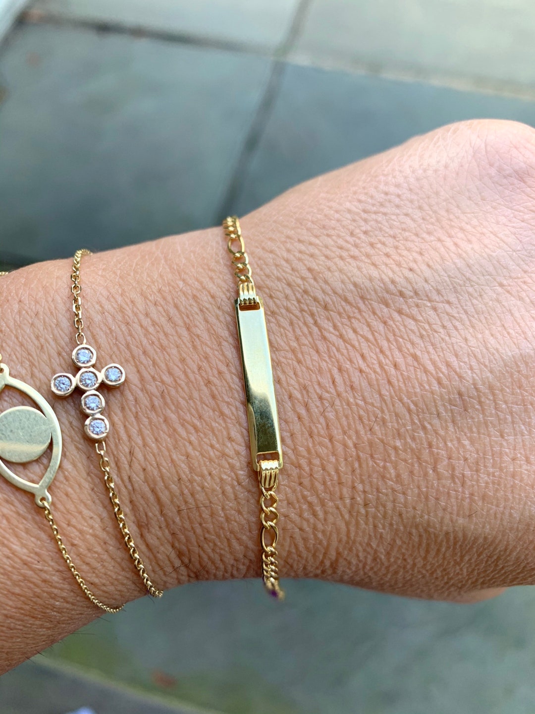 Bar Id Bracelet / 14k Gold Id Bar Bracelet / 14k Gold Engravable Bar