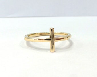 Cross Ring / 14k Gold Cross Ring / Gold Cross Ring / Communion Gift / Confirmation Gift / Graduation Gift / Dainty Cross Ring / Religious