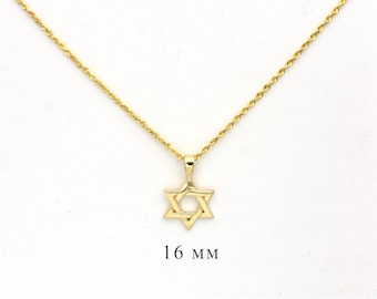 14k Gold Star of David Necklace • Solid Gold Jewish Pendant • Magen David Charm • Faith Symbol Gift for Her or Him