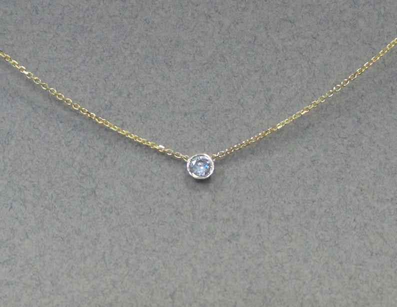 Diamond Solitaire Necklace 14k Gold Diamond Necklace Dainty Diamond Necklace Floating Diamond Necklace Gold Diamond Necklace Bridal