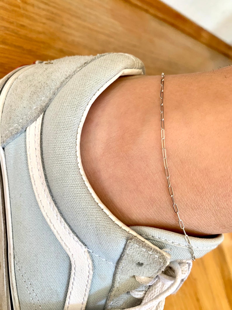 Paper Clip Ankle Bracelet / 14k Gold Paper Clip Chain Anklet Etsy