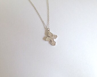 Small Diamond Cross Necklace 0.25CT / Orthodox Diamond Cross / 14k Gold Diamond Cross / Baptism / Communion / Confirmation / Confirmation