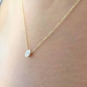 Diamond Bezel Necklace 0.18ct/ Diamond Necklace/ Diamond Solitaire Necklace/ Floating Diamond/ Dainty Diamond/ Bridal gift/ Birthday Present image 7