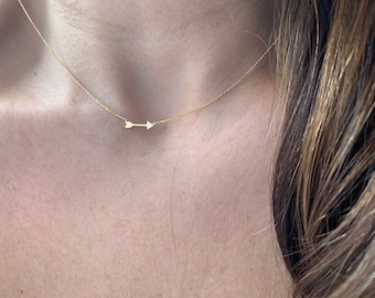 Love Arrow Necklace / 14k Gold Cupids Arrow Necklace / Arrow Necklace / Valentines Arrow Necklace / Layering Arrow Necklace