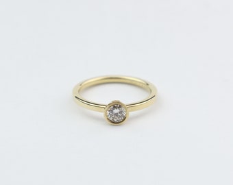 Diamond Engagement Ring 0.25 ct / Bezel Set Diamond Ring / 14k Gold Diamond Ring  / Dainty Diamond Bezel Ring  / Solitaire Diamond
