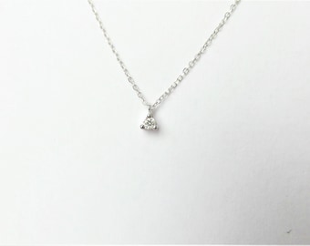 Diamond Necklace 0.10ct / 14k White Gold Diamond Necklace / 3 Prong Diamond Solitaire Necklace / BridesMaid Diamond Necklace /Bridal Diamond