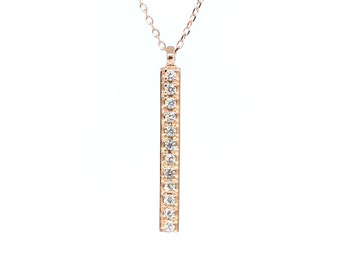 Diamond Bar Necklace 0.10ct / 14k Gold Diamond Bar Necklace / Bar Necklace / Layering Bar Necklace /  Solid Gold Bar Necklace