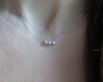 Diamond Bridal Necklace 0.30ct / 14k Gold Diamond Prong Set Necklace / Bridal Diamond Necklace / Floating Diamond /Dainty Diamond Necklace