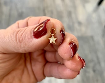 Diamond Star Charm / Star Charm for Earrings / Star Charm for Bracelet / 14k Gold Diamond Star