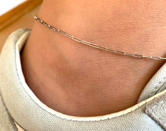 Paper Clip Ankle Bracelet / 14k Gold Paper Clip Chain Anklet Bracelet / 14k Gold Paper Clip Chain / Layering 14k Gold Paper Clip Chain