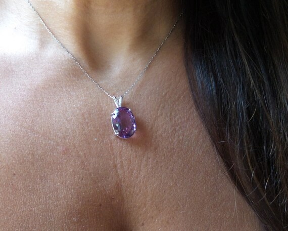Amethyst Necklace Sterling Silver Amethyst Pendant Genuine
