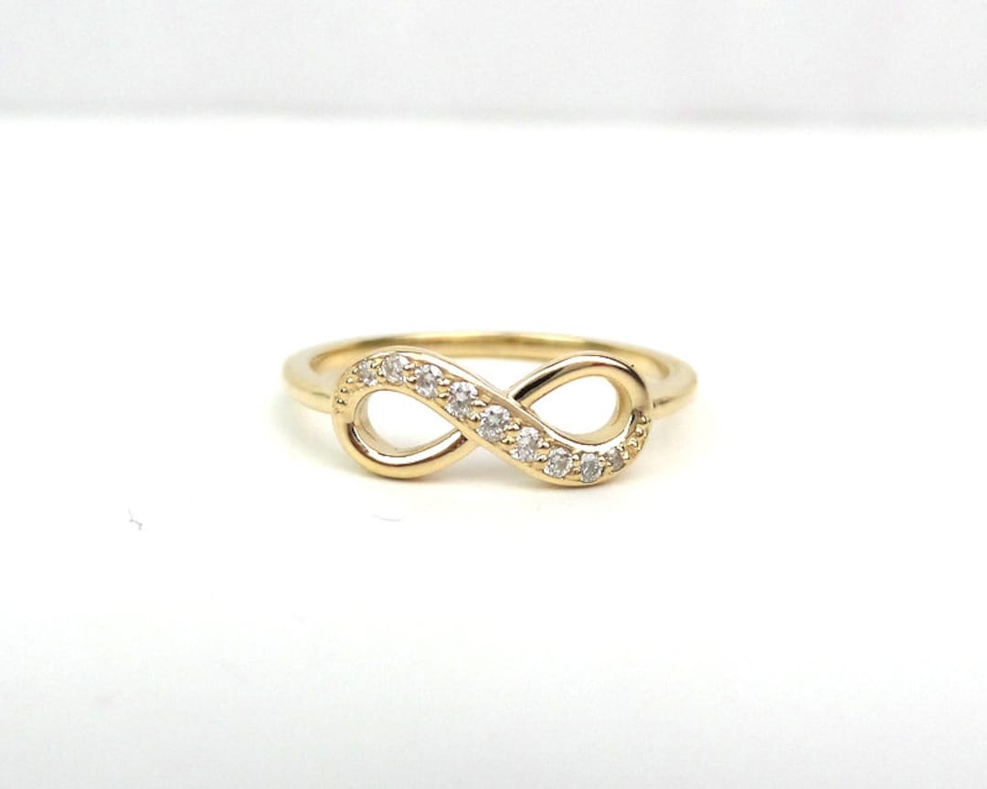 Diamond Infinity Ring / Gold Infinity Ring / 14k Gold Diamond Infinity ...