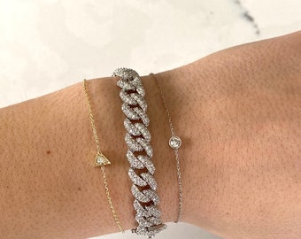 Triangle Shape Diamond Bracelet / Triangle Diamond Bracelet / 14k Gold Diamond Bracelet / Solitaire Bracelet / Layering Diamond Bracelet