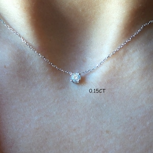 Diamond Solitaire Necklace / Diamond Necklace/ 14k Gold | Etsy