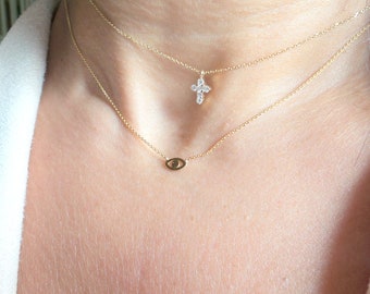 Evil Eye Necklace / Small Evil Eye Necklace / 14k Gold Evil Eye Necklace / Dainty Evil Eye / Layering Evil Eye Necklace