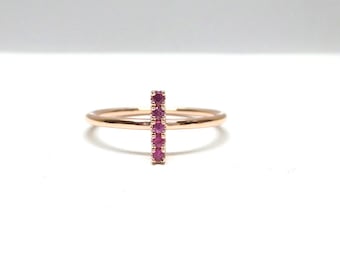 Pink Sapphire Ring / 14k Rose Gold Pink Sapphire Ring /  Dainty Pink Sapphire Ring / Minimalist Pink Sapphire Ring / Delicate Ring