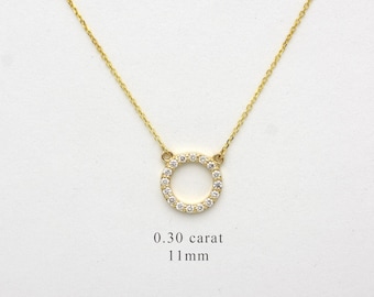 Diamond Circle Necklace 0.30 carats / 14K Rose Gold Diamond Circle Necklace / Small Diamond Circle / Circle of Life Necklace / Gold Circle