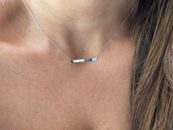 14k white gold bar necklace deals