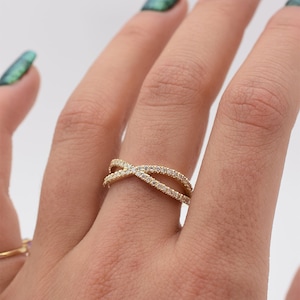 Gold X Ring / 14k Gold X Diamond Ring / Double X Ring 14k Gold / X Gold Criss Cross Ring / Diamond X Ring 14k Gold / Diamond Ring / Diamond