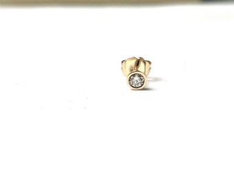 Diamond Stud Earring 0.10CT Single Piece / 14k Gold Diamond Solitaire Earring / Small Diamond Earring / Round Diamond Earring