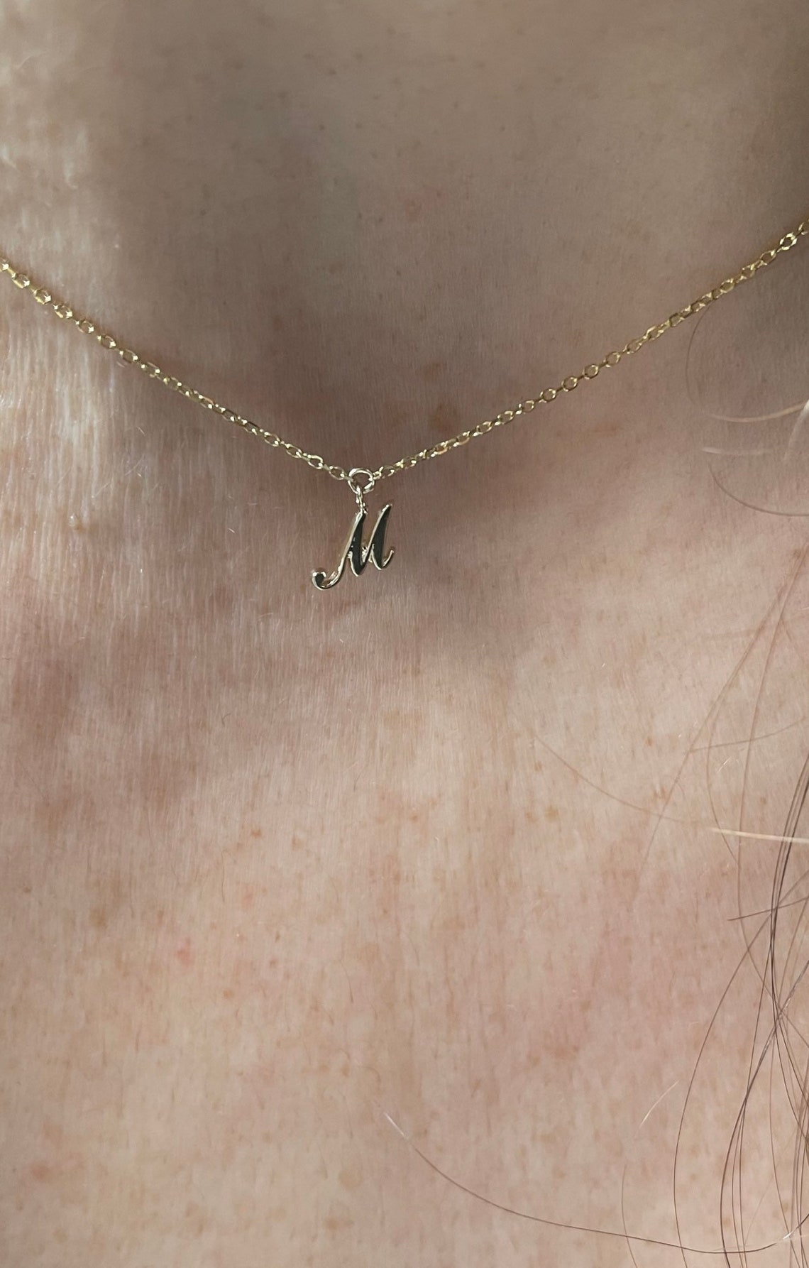 Initial Necklace / 14k Gold Letter Necklace / Script Etsy