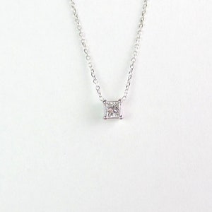 Princess Cut Diamond Necklace / Diamond Solitaire Necklace 0.20CT ...