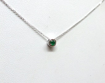 Emerald Necklace / 14k White Gold Emerald Necklace / Minimalist Emerald Necklace / Dainty Pendant / Gold Emerald Necklace / May Birthstone