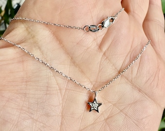 Star Necklace / Diamond Star Necklace / 14k Gold Star Necklace / Small Star Charm Pendant / Dainty Star / Minimalist Star / Layering Star
