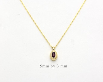 Oval Ruby Solitaire Pendant  / 14k Gold Oval Ruby Necklace / July Birthstone  / Red ruby Necklace / Everyday Layering Dainty Ruby Charm