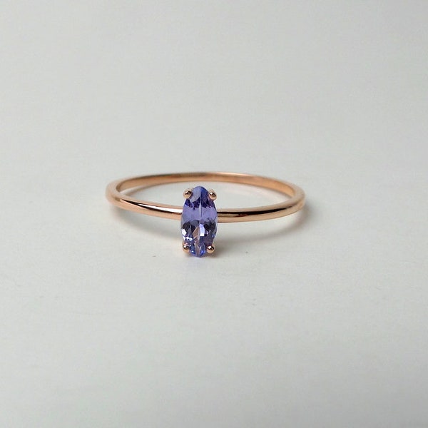 Tanzanite Ring / Marquise Tanzanite Ring / 14k Rose Gold Tanzanite Ring  / Tanzanite Solitaire Ring / December Tanazanite Ring /