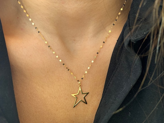 Star Necklace / 14k Solid Gold Star Necklace / 14k Gold Mirror Chain Star Necklace / Celestial Gold Star Necklace / Layering Star Necklace - Etsy Star Necklace / 14k Solid Gold Star Necklace / 14k Gold Mirror Chain Star Necklace / Celestial Gold Star Necklace / Layering Star Necklace - Etsy