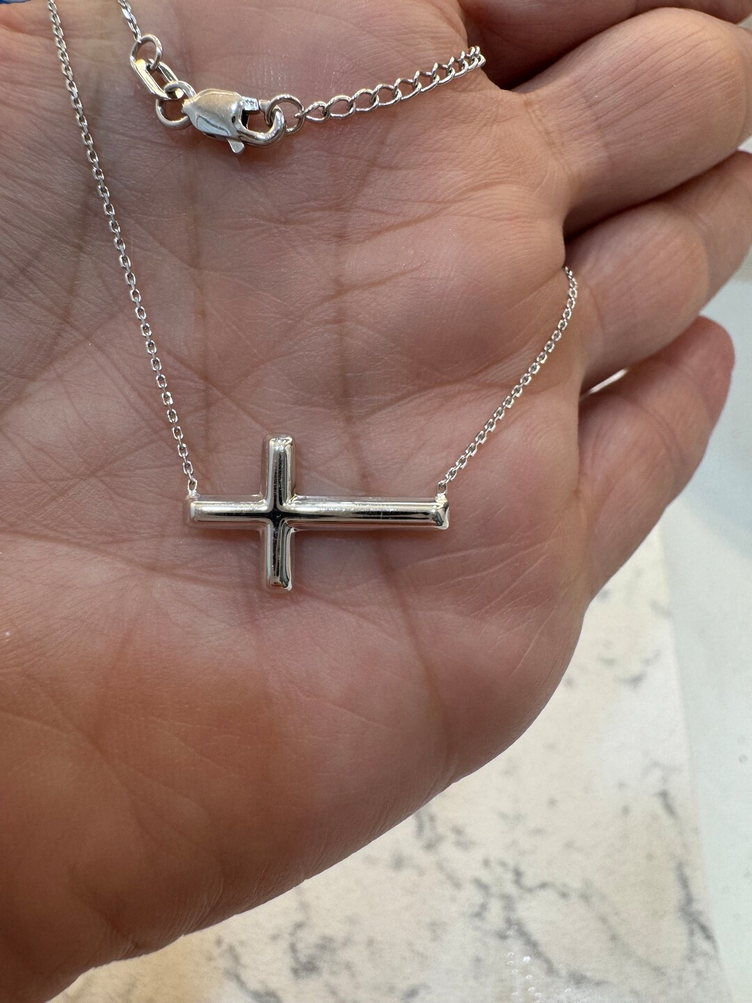 Gold Cross Necklace 14k Rose Gold Sideways Cross Necklace