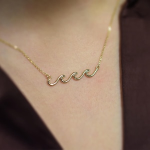 Golfketting / 14k gouden golfketting / Massieve 14k gouden golfketting / oceaangolven / golfketting met laagjes