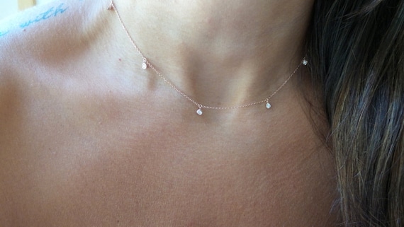 Floating diamond 2024 station necklace
