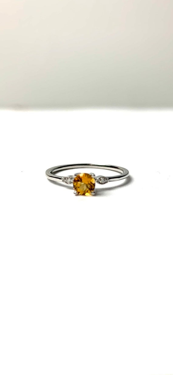Bague En Argent Massif 925 Avec Pierres Blanches Et Jaunes - Zircon - Occasion - Fabriqué En France
