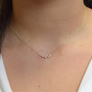 Collier diamant 0,25 ct / Collier grappe de diamants / Collier diamant nuptiale / Collier diamants en or 14 carats / Grappe de diamants serti griffes