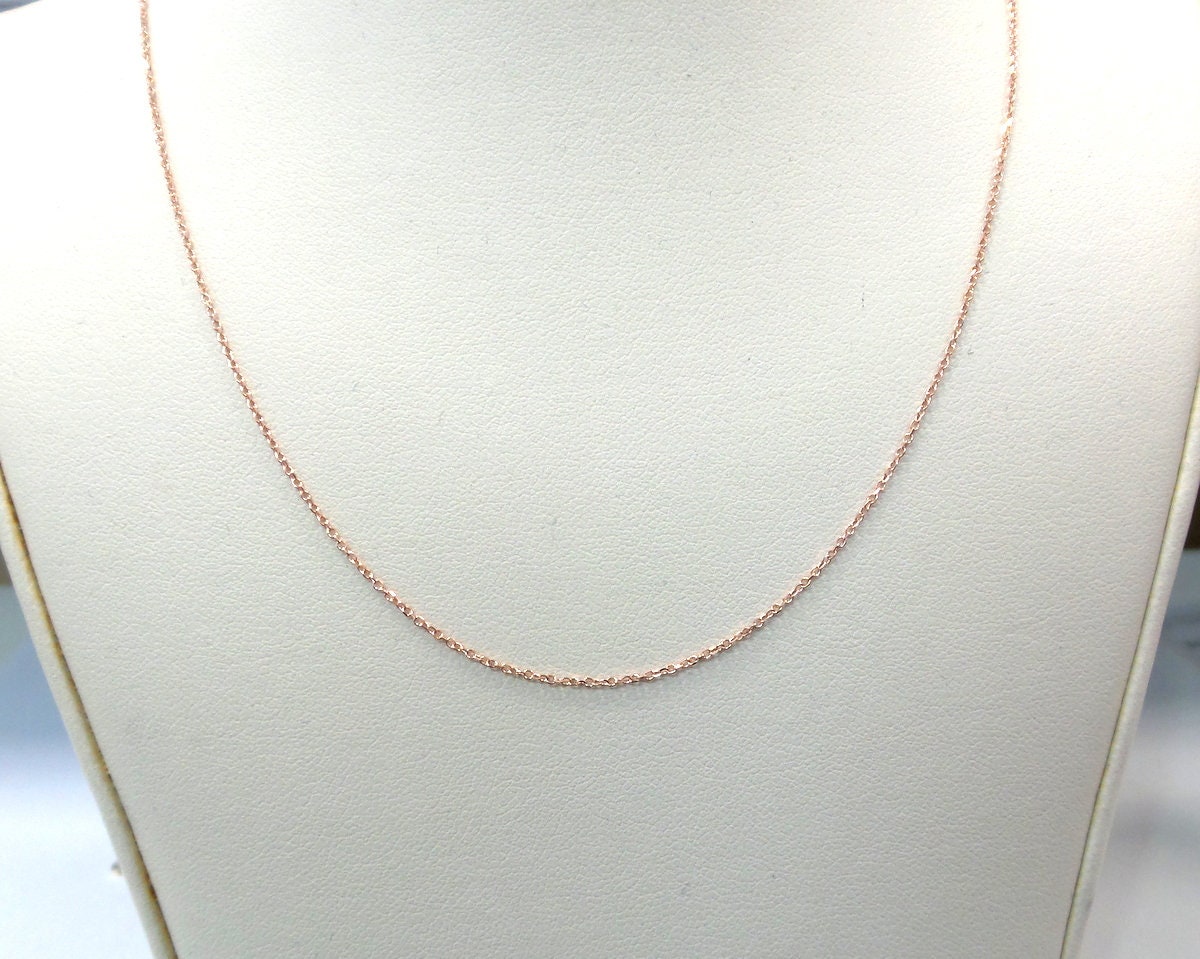 14k Rose Gold Chain Plain Rose Gold Chain Solid Rose Gold Simple Gold Chain Diamond Cut Cable Link Chain Simple Gold Chain Etsy