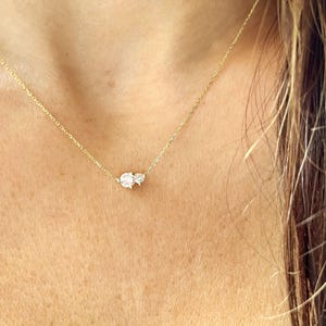 Collar de diamantes de 0,35 quilates / Collar de diamantes de oro de 14 k / Collar de diamantes nupciales / Collar de diamantes con engaste en garras