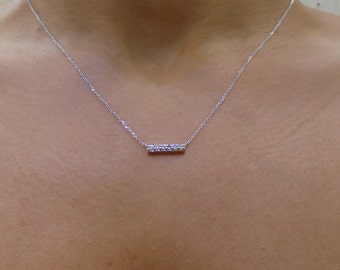 Diamond Bar Necklace 14k Gold/ White Gold Diamond Bar Necklace 0.15 carat SI1 Clarity G Color/ Layering Necklace/ Delicate Necklace/ Gift