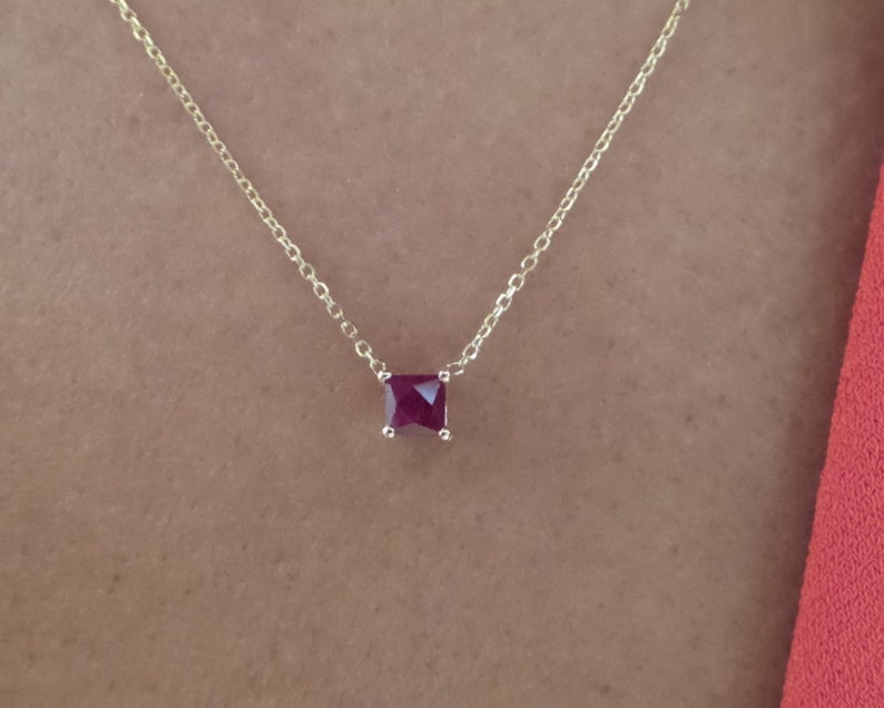 Ruby Necklace / 14k Gold Ruby Solitaire Necklace / Princess Etsy
