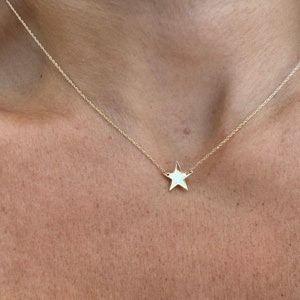 Dainty 14k Gold Star Necklace: Adjustable Cable Chain