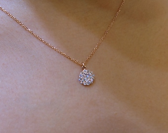 Diamond Necklace 14K Rose Gold / Rose Gold 14k Diamond Necklace 0.30ct VS2 G/Minimalist Necklace/ Bridal Gift/ Birthday Gift