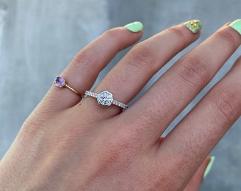 Diamond Solitaire Ring 0.75 cts tcw / 14k Gold Diamond Solitaire Ring / Diamond Engagement Ring / Stackable Diamond Bezel Ring