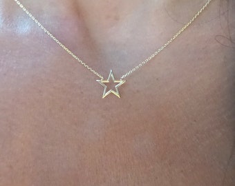 Star Necklace / Gold Star Necklace / 14k Rose Gold Star Necklace / Star Charm Necklace / Solid Gold Star Necklace