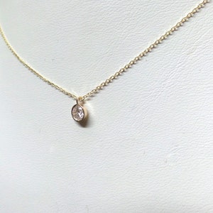 Diamond Necklace 0.25ct / 14k Gold Diamond Necklace / Dangling Diamond Necklace / Floating Diamond / Dainty Diamond Necklace / Diamond Bezel image 7