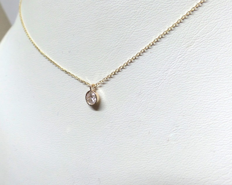Diamond Necklace 0.25ct / 14k Gold Diamond Necklace / Dangling Diamond Necklace / Floating Diamond / Dainty Diamond Necklace / Diamond Bezel image 7