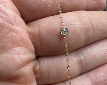 Diamond Bracelet / 14k Diamond Bracelet / Gold Diamond Bracelet / Dainty Diamond Bracelet / Floating Diamond Bracelet / Gift For Her